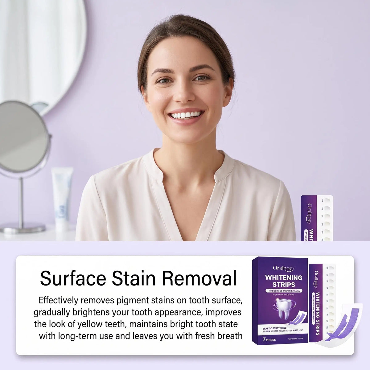 Purple Teeth Whitening Strips Gentle Formula Enamel Safe Stain Removal Sensitive Teeth Care Bleaching Shade Guide Dental Care Patches