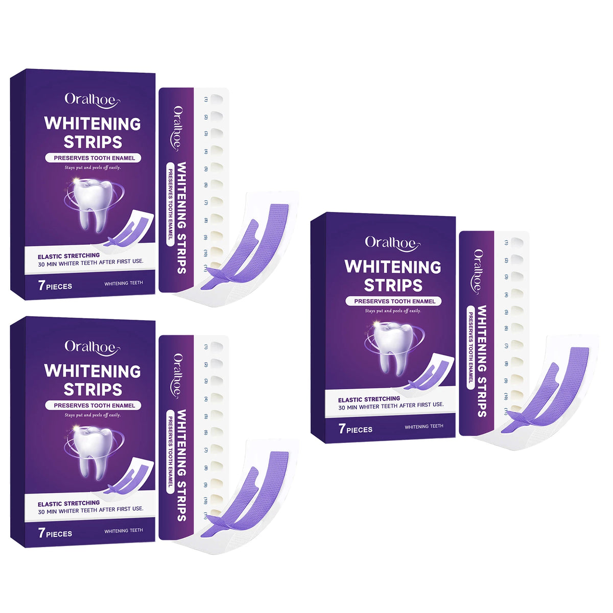 Purple Teeth Whitening Strips Gentle Formula Enamel Safe Stain Removal Sensitive Teeth Care Bleaching Shade Guide Dental Care Patches