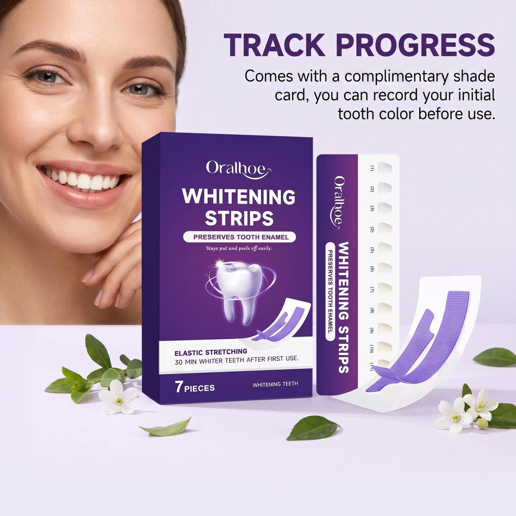 Purple Teeth Whitening Strips Gentle Formula Enamel Safe Stain Removal Sensitive Teeth Care Bleaching Shade Guide Dental Care Patches
