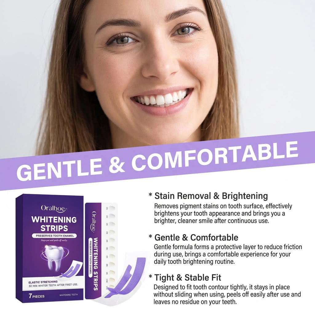 Purple Teeth Whitening Strips Gentle Formula Enamel Safe Stain Removal Sensitive Teeth Care Bleaching Shade Guide Dental Care Patches