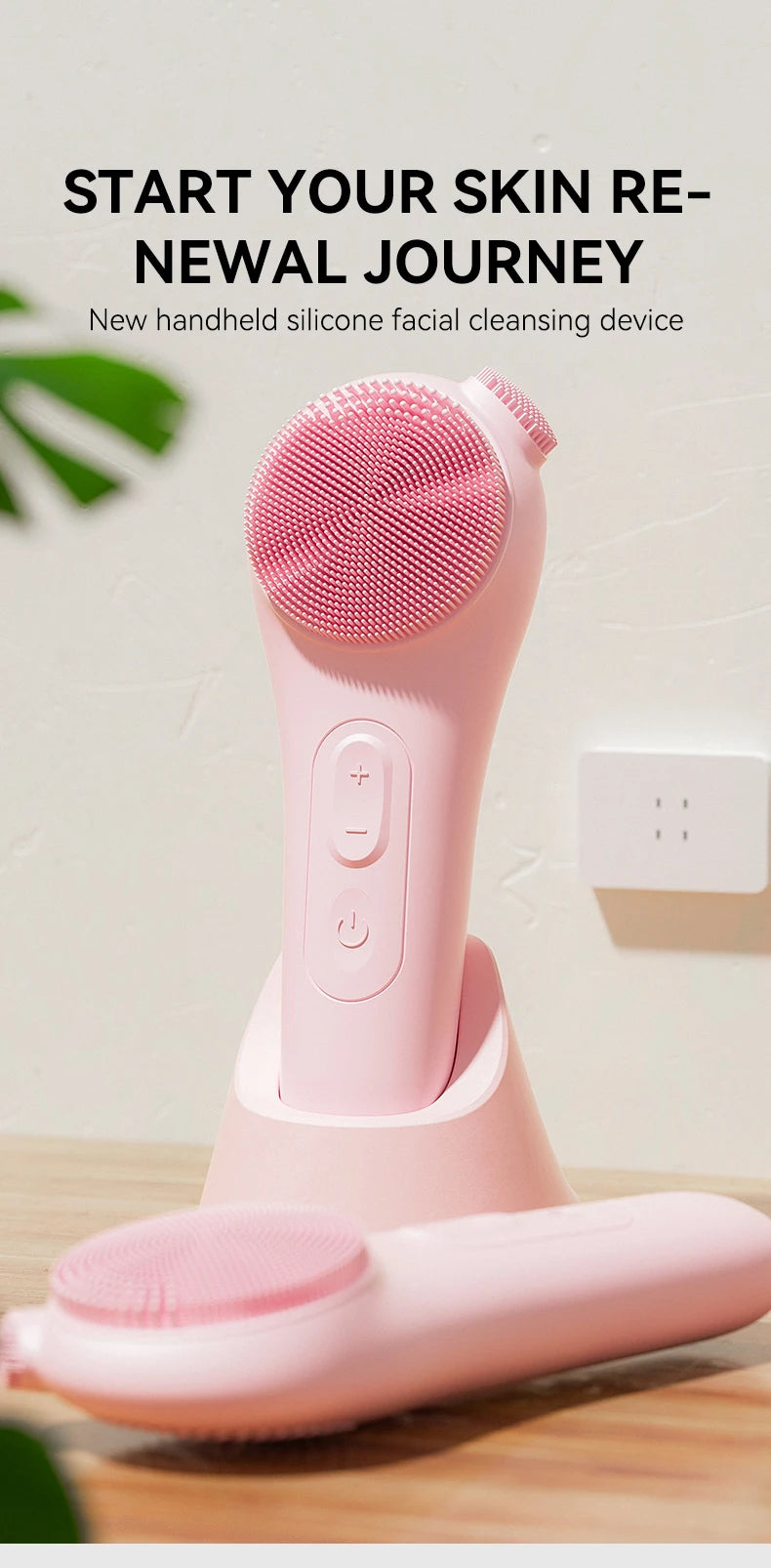 Silicone Face Scrubber, Waterproof Rechargeable Facial Cleansing Brush, 5 Cleansing Modes with Nose Brush for Women & Men Electr