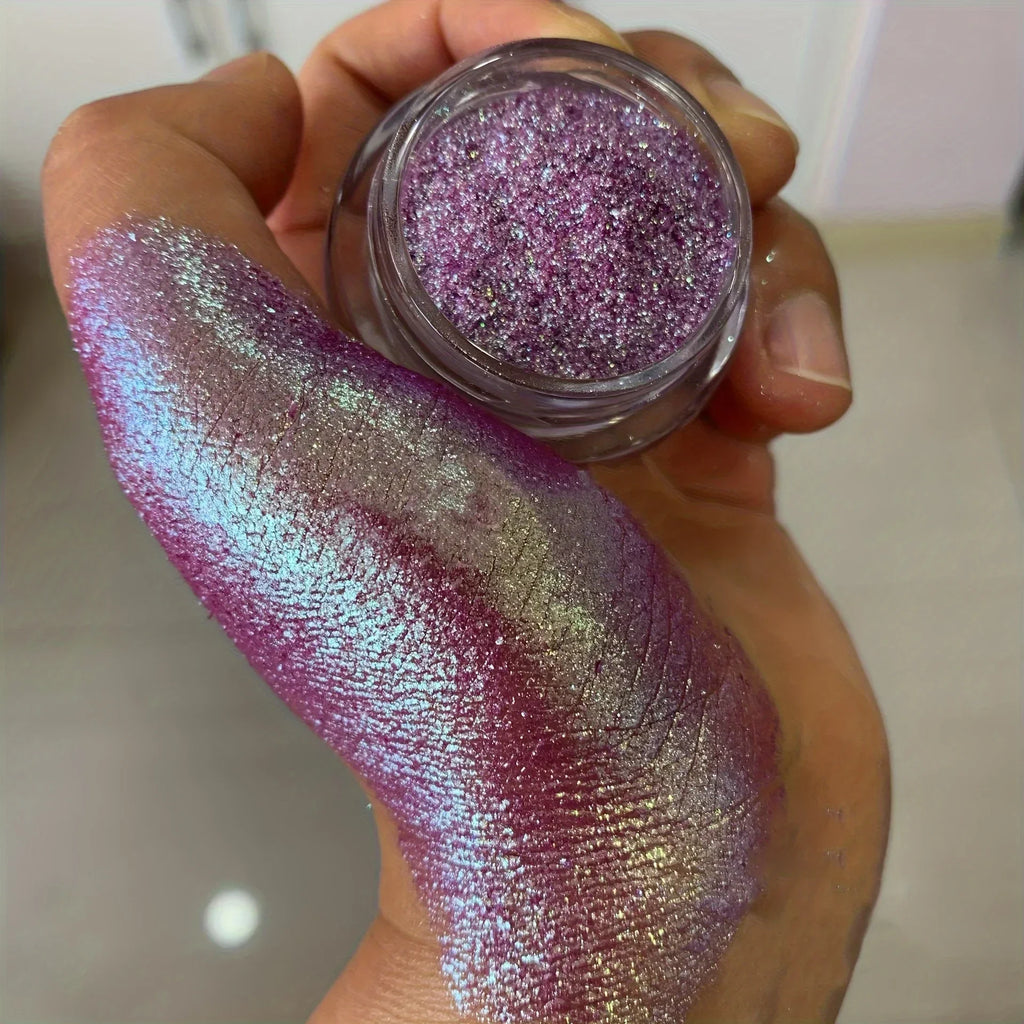 Vibrant  Mini Aurora Chameleon Glitter Powder, Multi-Color Gradient Berry/Purple/Blue/Green Tones Stunning Body Makeup