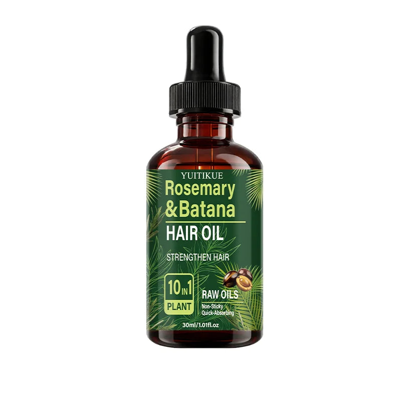 YUITIKUE Rosemary & Batana Hair Oil 30ml 10 In 1 Plant Raw Oil Strengthen Hair Non-Sticky Fast Absorbing Hair Care Serum