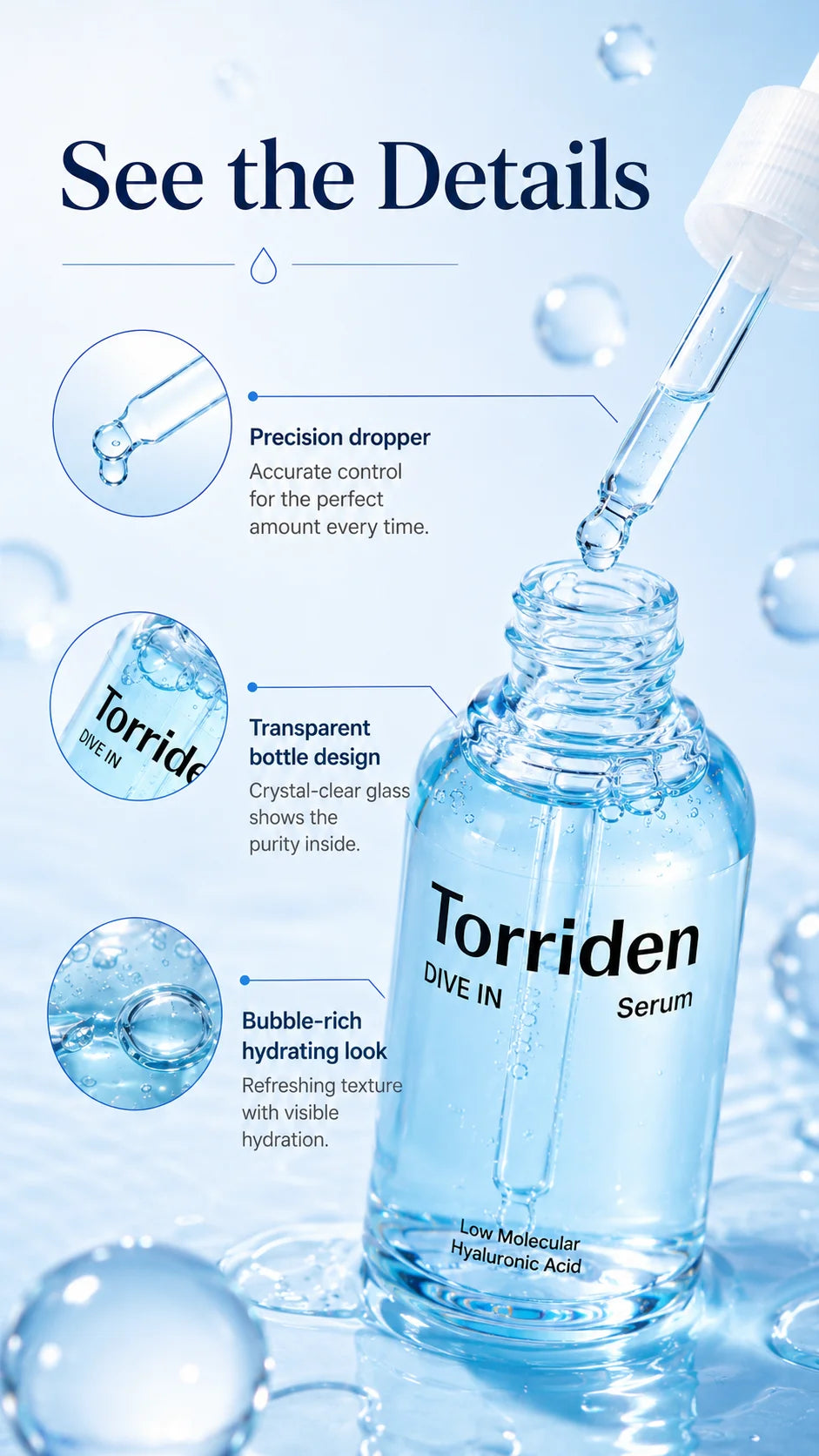 Torriden DIVE-IN Serum with Low-Molecular Hyaluronic Acid, Intensive Hydration & Moisture Lock, Visible Freshness, Lightweight