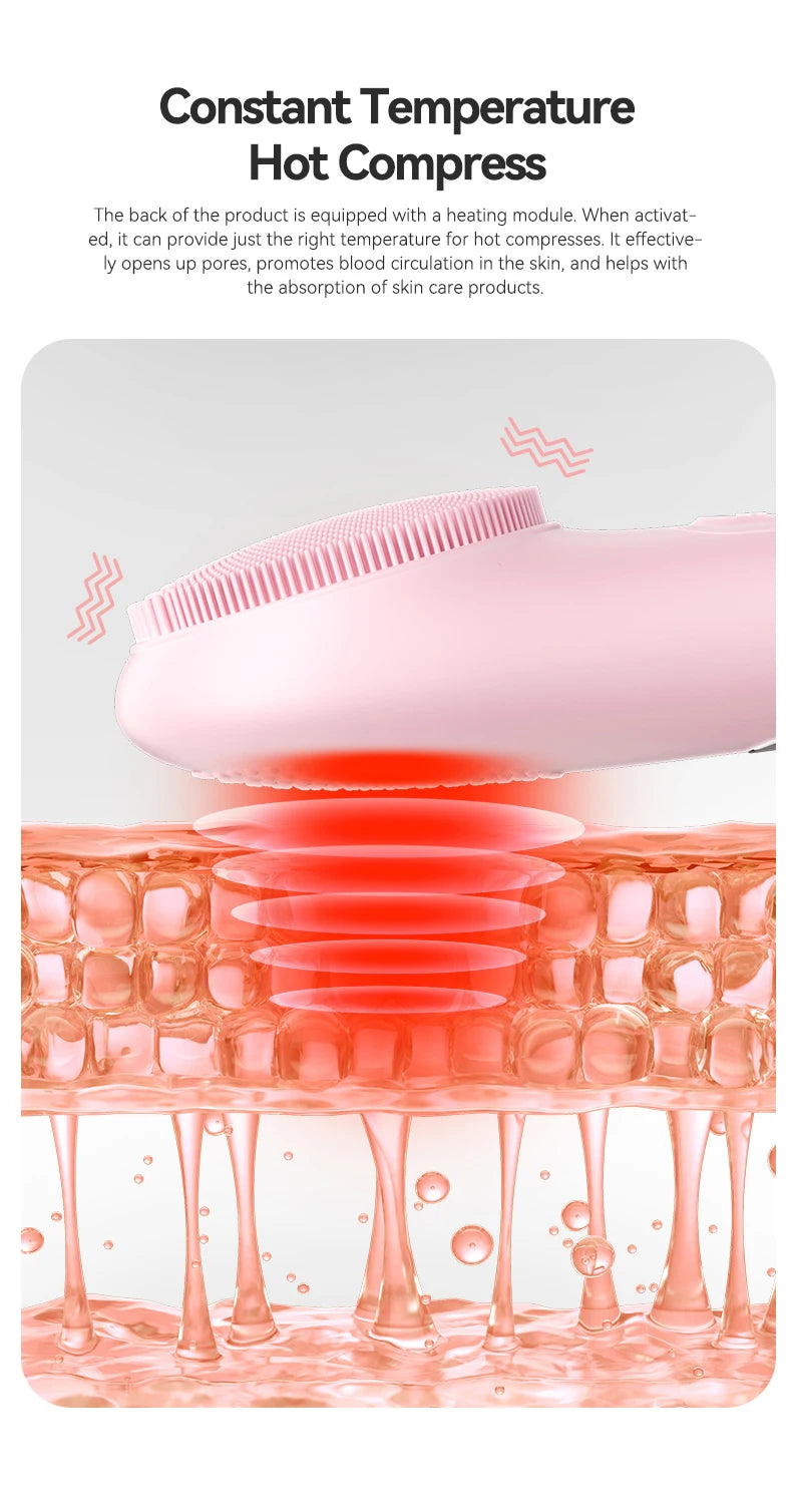 Silicone Face Scrubber, Waterproof Rechargeable Facial Cleansing Brush, 5 Cleansing Modes with Nose Brush for Women & Men Electr