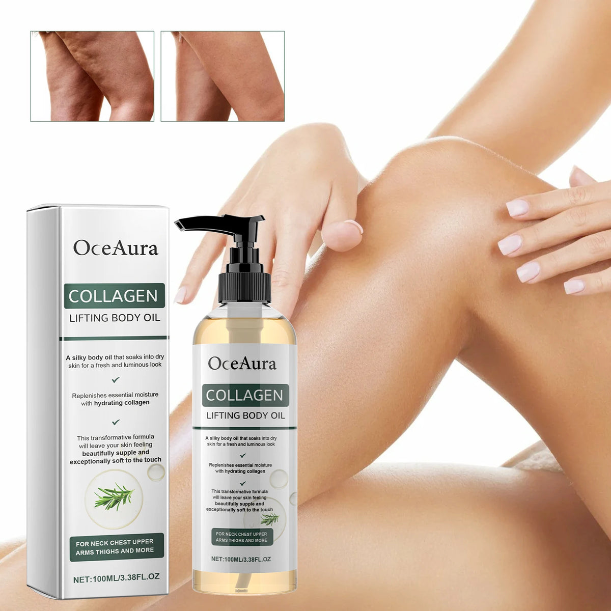 OceAura Collagen Lifting Body Oil, Firming Body Oil, Compact Body Oil, Massage Oil, Women Collagen Skin Tightening 100ml
