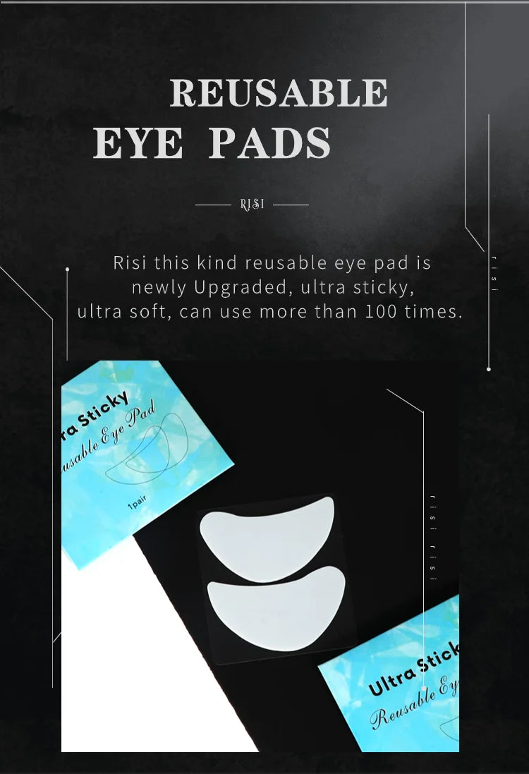 RISI Large Size Strong Sticky Silicone Eye Patches Reusable Eye Patches Eyelash Extensions Under Eye Patches