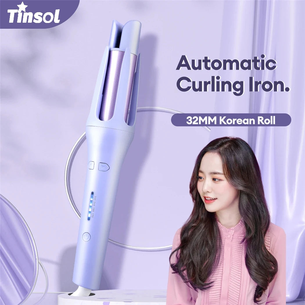 Tinsol 2 in 1 Auto Hair Curling Iron Ceramic Rotating Air Curler Air Spin Wand Styler Curl Machine Magic Hair Curler Automatic
