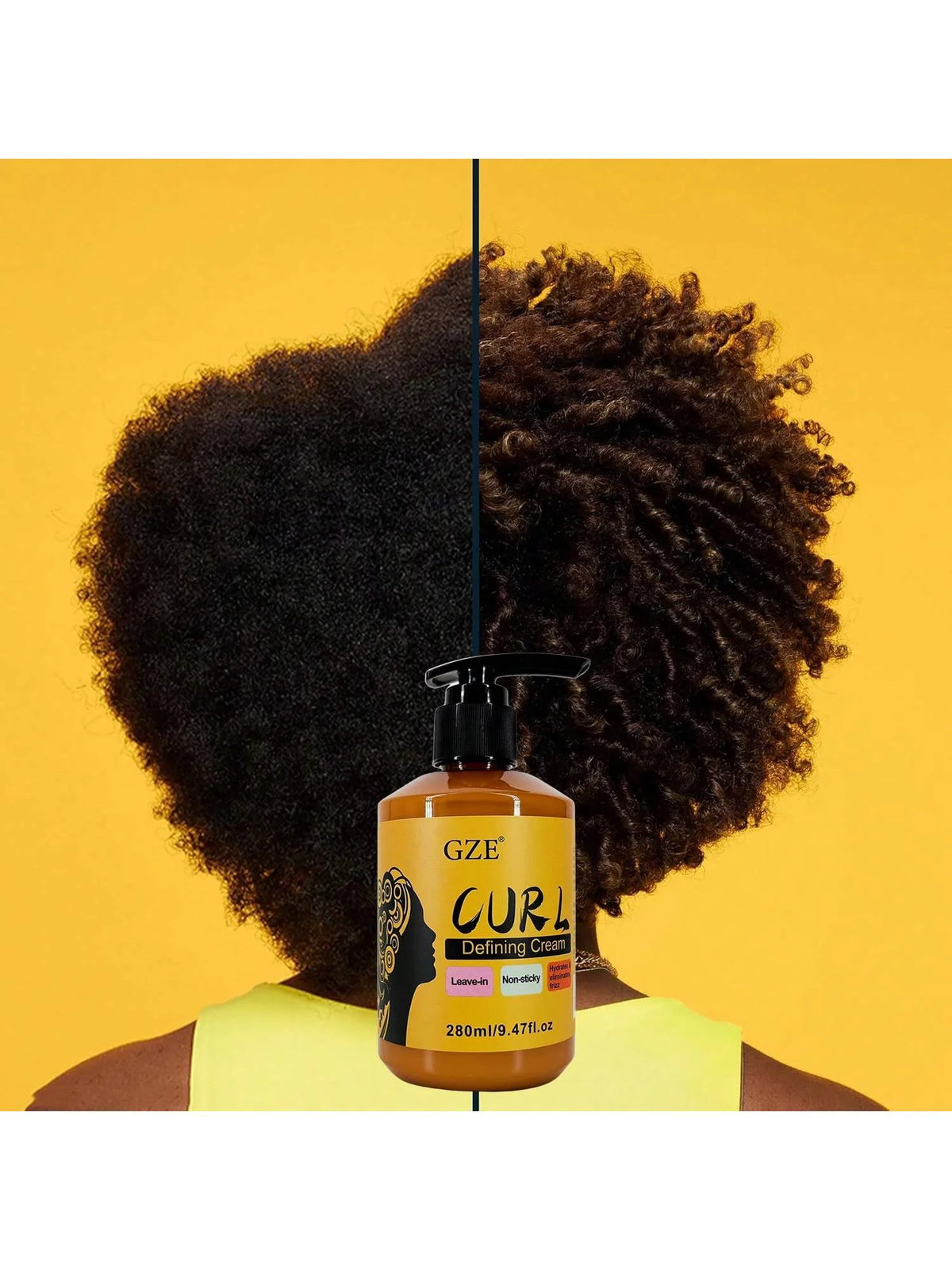 GZE Curl Defining Cream 3 in 1 Leave-in Conditioner Non-sticky Hydrates & Eliminates Frizz Curling Cream