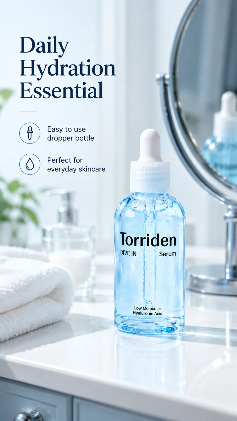 Torriden DIVE-IN Serum with Low-Molecular Hyaluronic Acid, Intensive Hydration & Moisture Lock, Visible Freshness, Lightweight