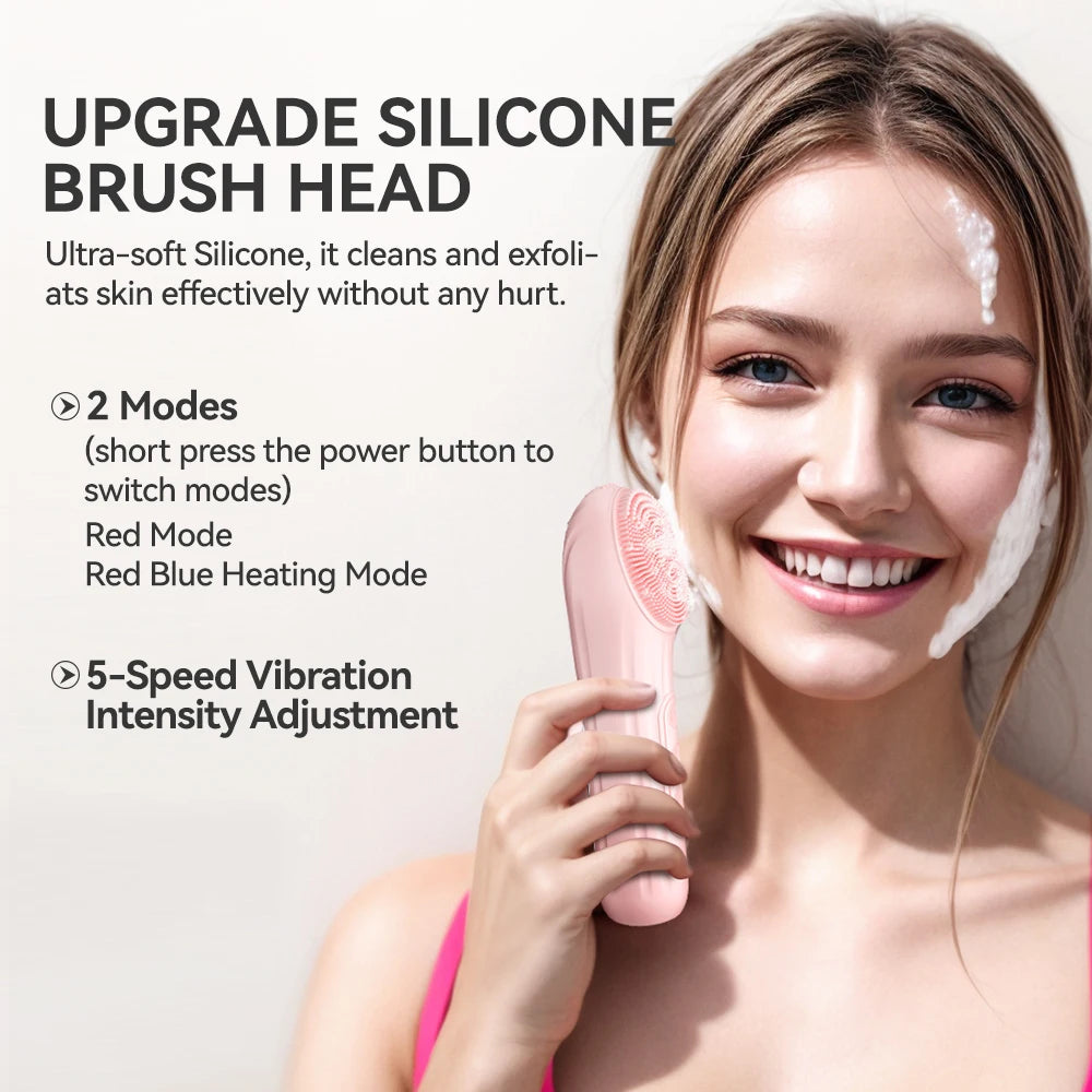 Sonic Waterproof Facial Cleansing Brush Rechargeable Scrubber Exfoliating Vibrating Deep Clean Face Cleaner Skin Care Tool