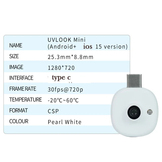 Mini UV Camera for iPhone Android Phone Visible Facial Sunscreen Protection Portable UV Camera for Sunscreen Test