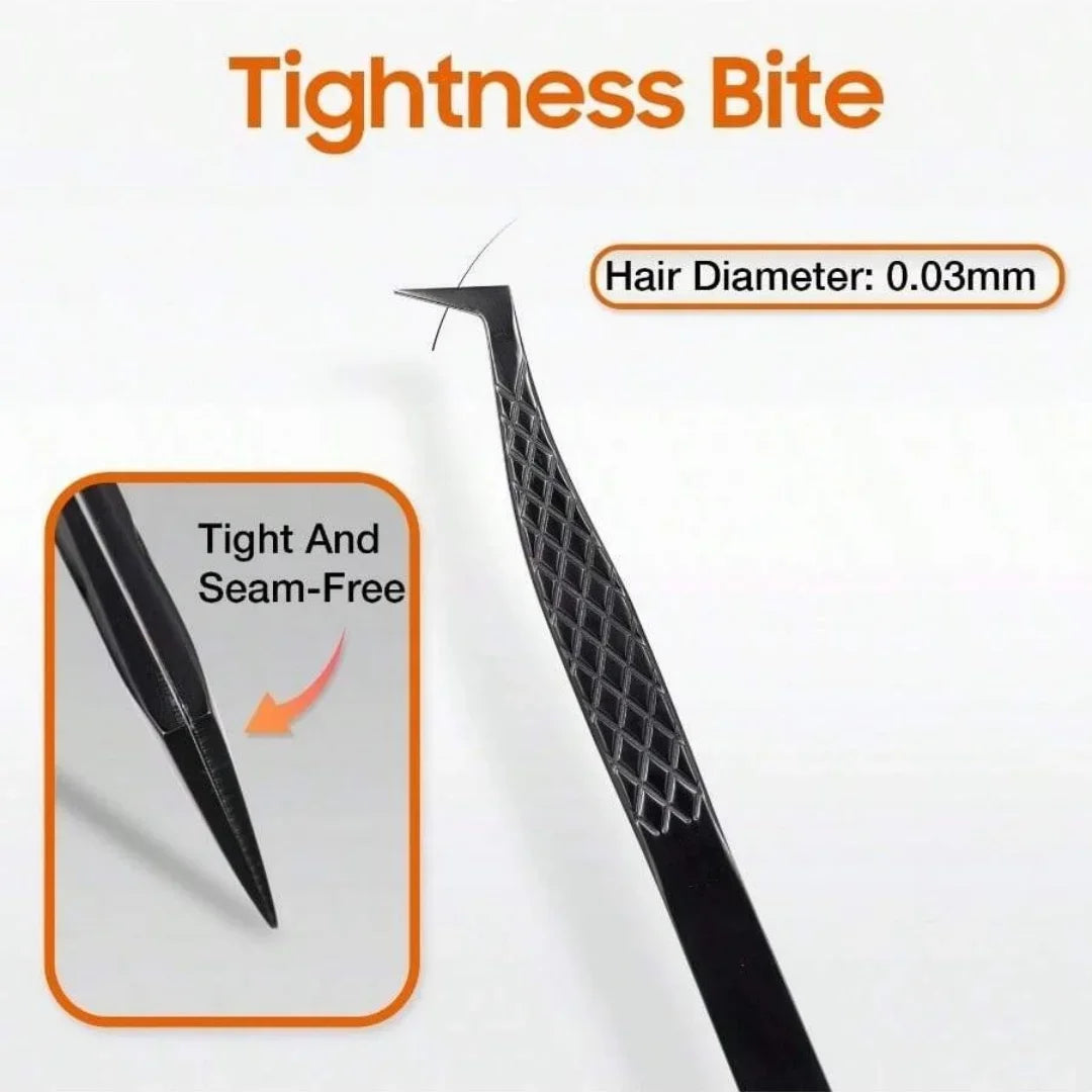 3pcs set Professional Eyelash Tweezers Titanium Curved Head False Eyelash Clamp Tool for Beauty Health Fiber Tip Eyelash Curler