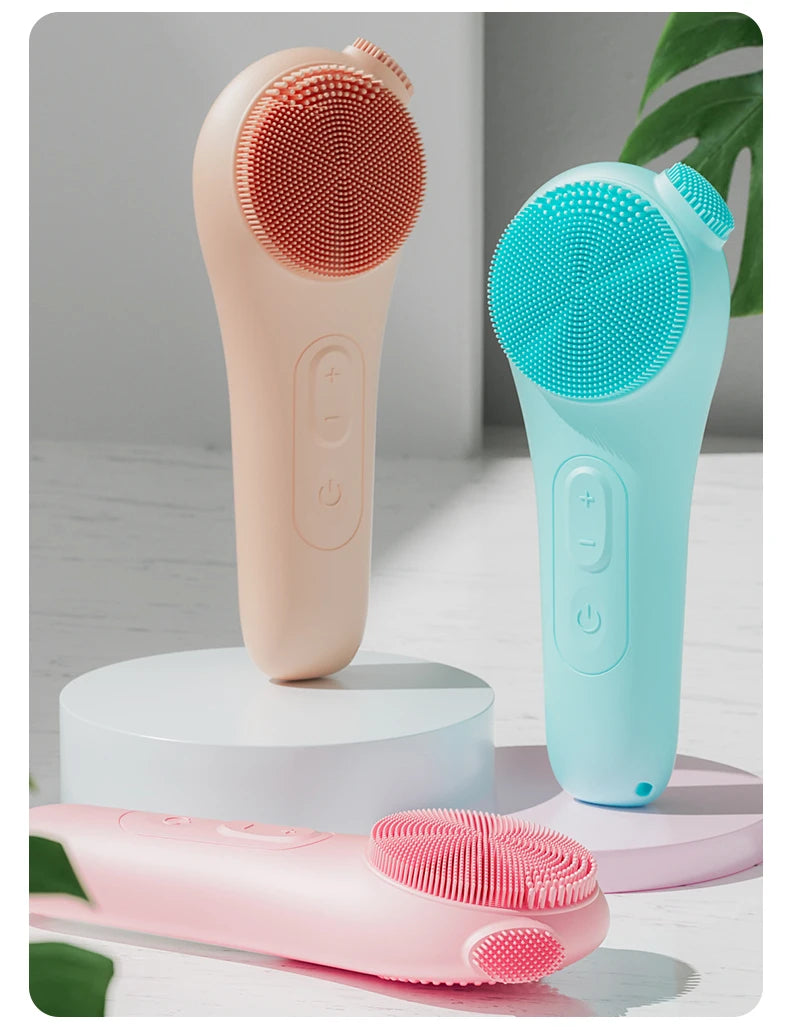 Silicone Face Scrubber, Waterproof Rechargeable Facial Cleansing Brush, 5 Cleansing Modes with Nose Brush for Women & Men Electr