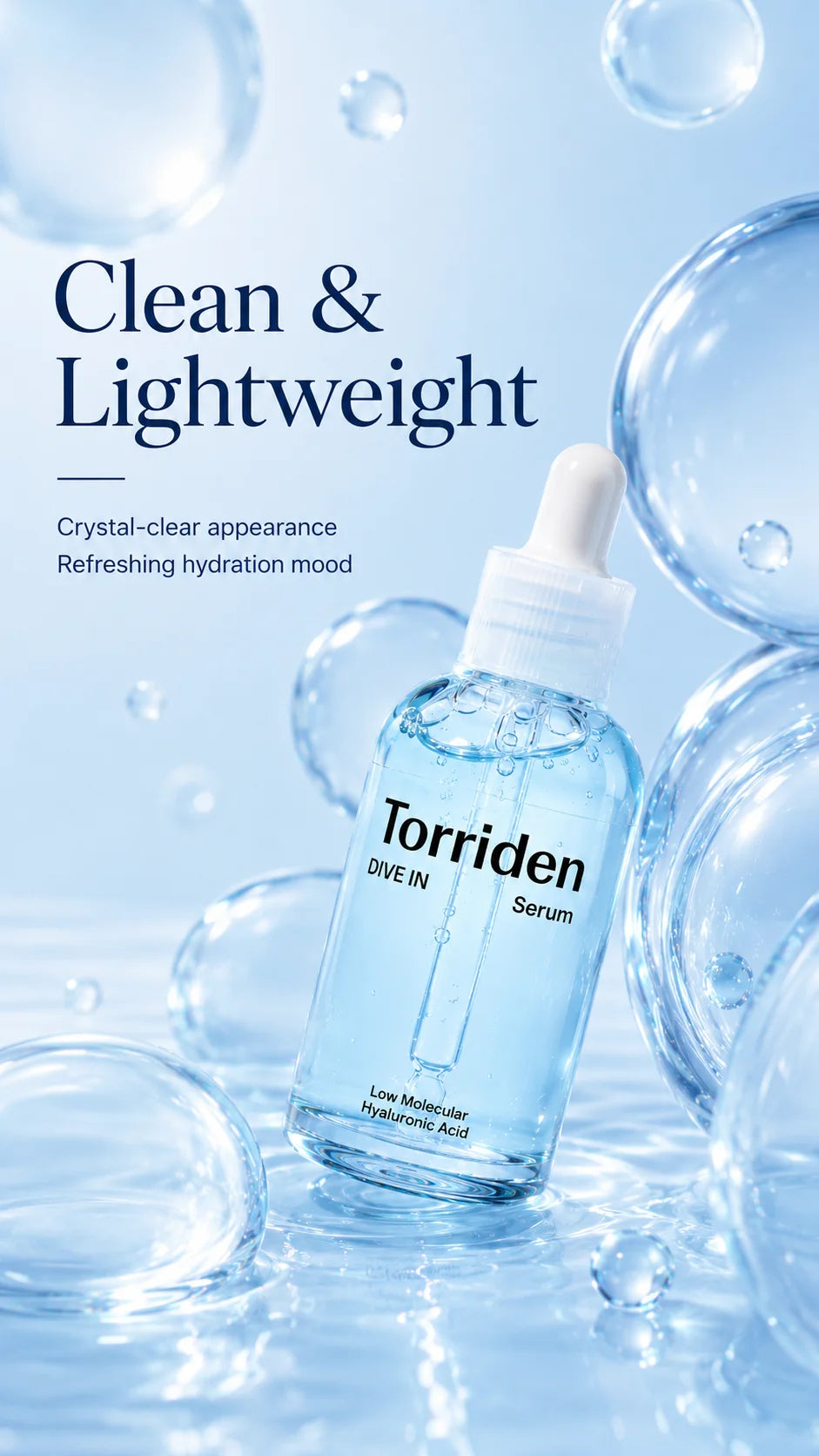 Torriden DIVE-IN Serum with Low-Molecular Hyaluronic Acid, Intensive Hydration & Moisture Lock, Visible Freshness, Lightweight