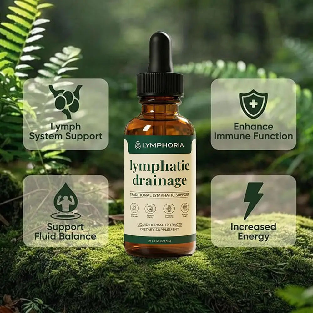 60ml Lymphatic Drainage Drops Natural Herbal Extract Liquid Swelling Discomfort Relief Circulatory Support Daily Body Care