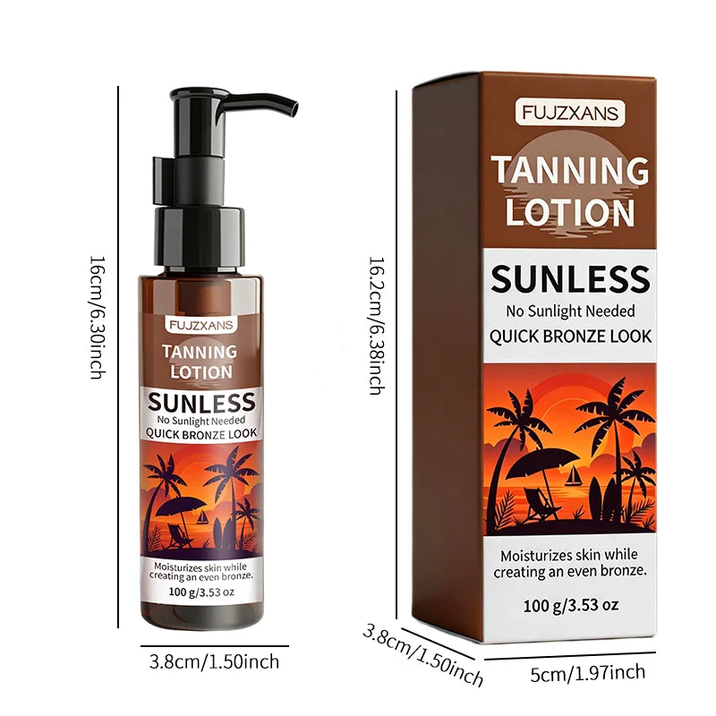 Sunless Tanning Lotion-Tanner Glow 30 Min Fast Natural Color Development Even Skin Tone No Sun Bronzed Look Self-Tanning Lotion