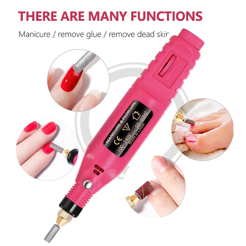 LULAA Electric Nail Drill Machine Set Pedicure Grinding Equipment Mill For Manicure  Professional Strong Nail Polishing Tool