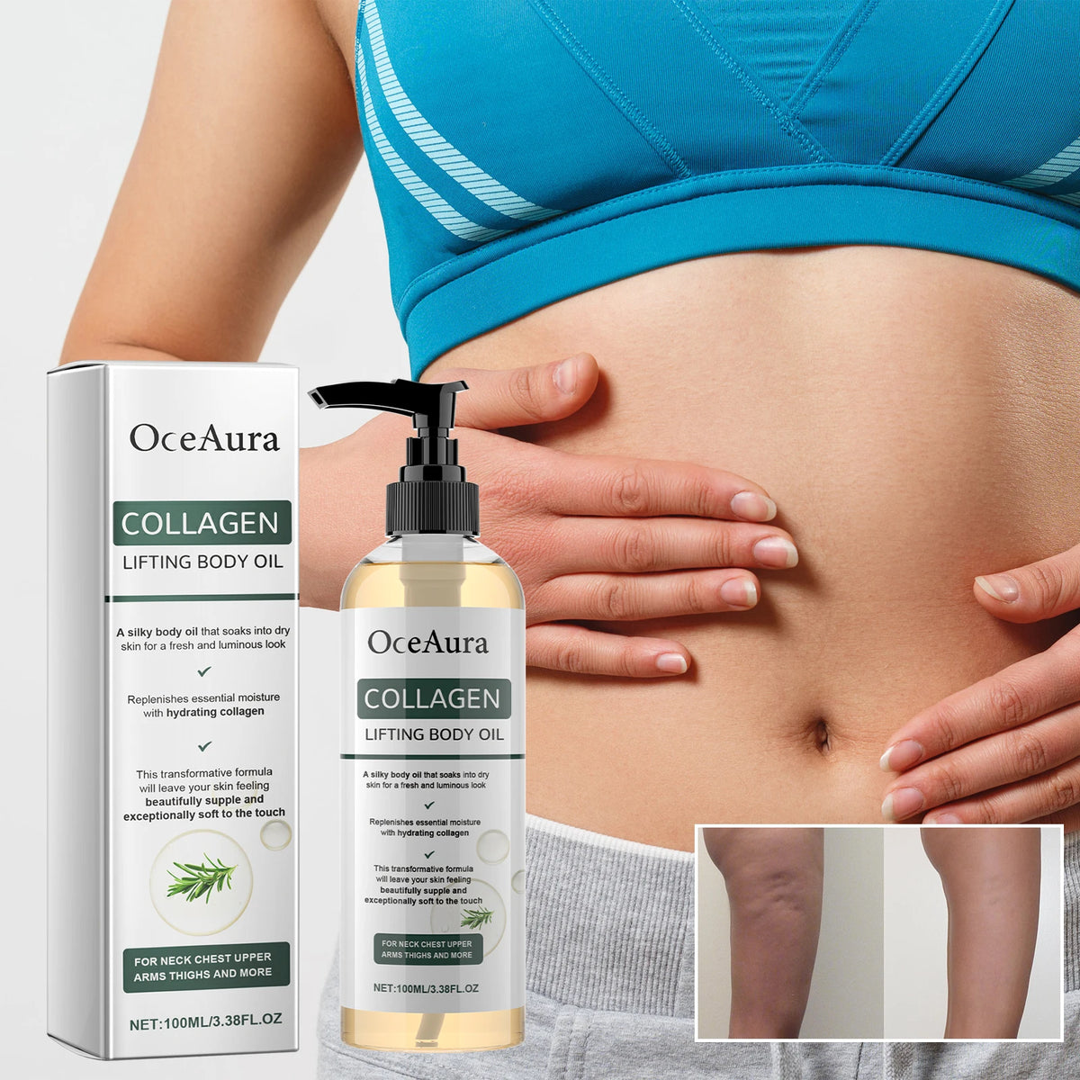 OceAura Collagen Lifting Body Oil, Firming Body Oil, Compact Body Oil, Massage Oil, Women Collagen Skin Tightening 100ml