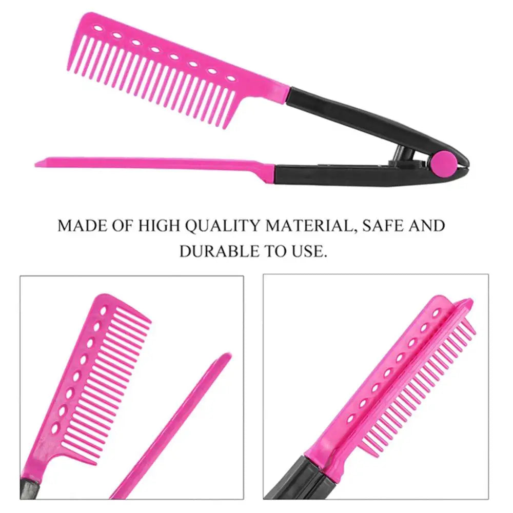 1pcs Folding V Type Hair Straightener Brush DIY Hairdress Tool Hairdressing Combs Natural Hair Styling Curling Comb Hair