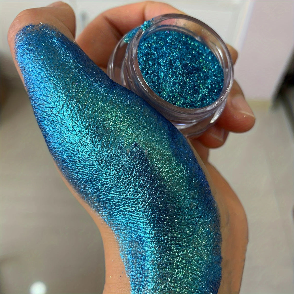 Vibrant  Mini Aurora Chameleon Glitter Powder, Multi-Color Gradient Berry/Purple/Blue/Green Tones Stunning Body Makeup