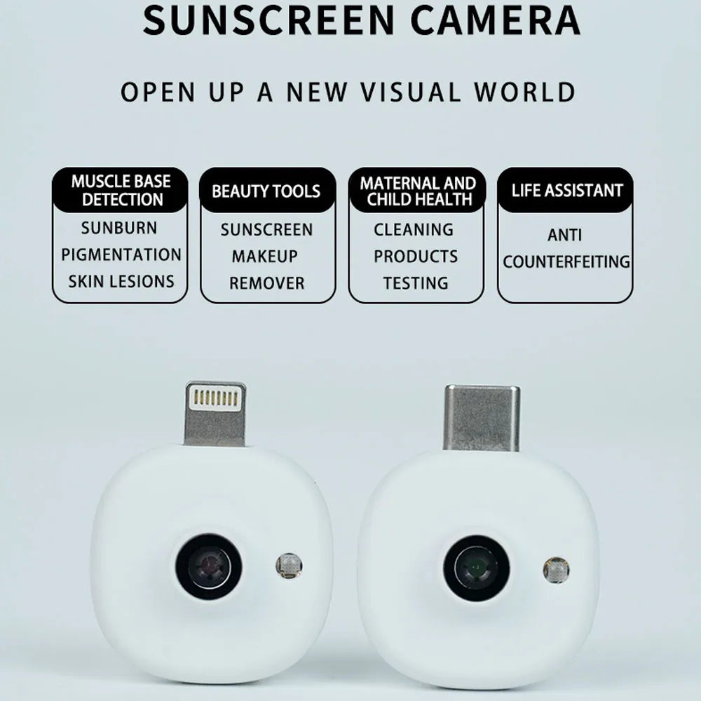 Mini UV Camera for iPhone Android Phone Visible Facial Sunscreen Protection Portable UV Camera for Sunscreen Test