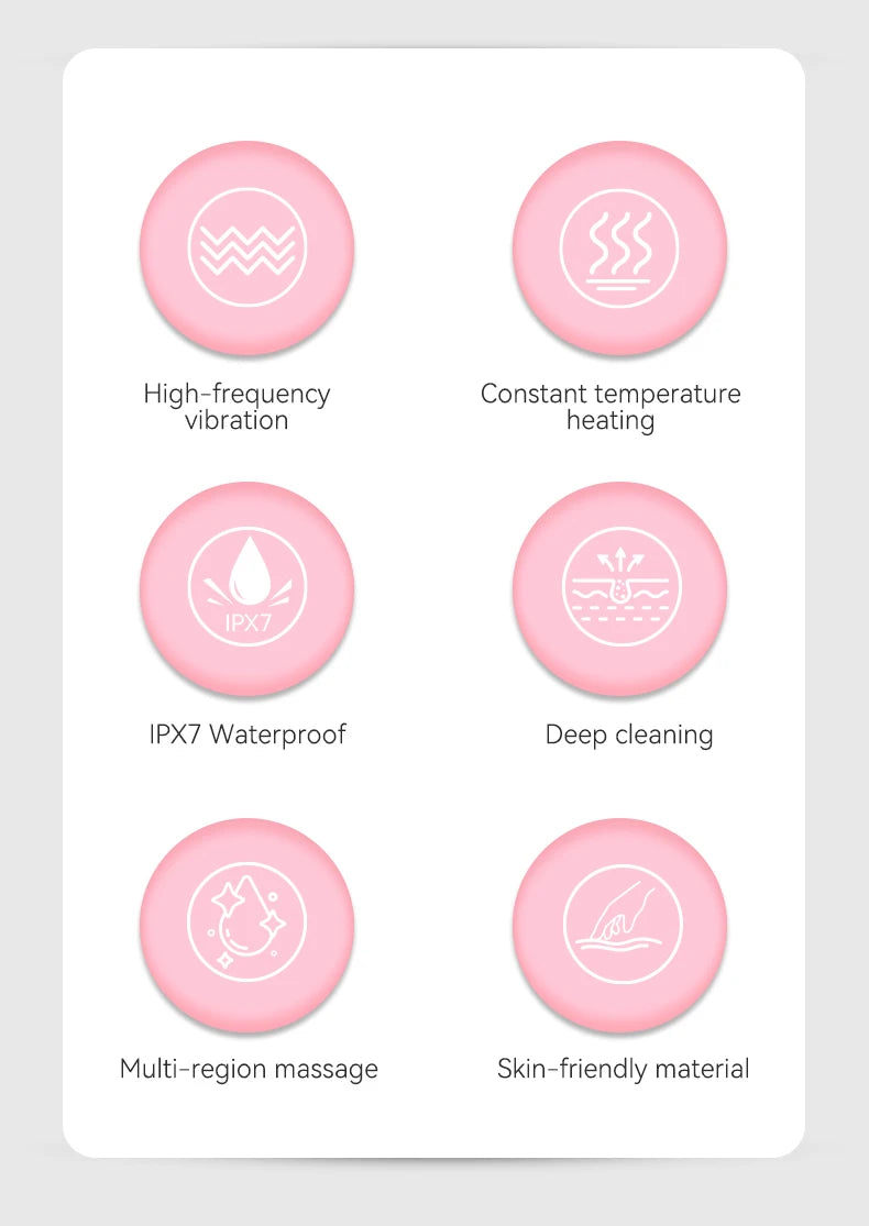 Silicone Face Scrubber, Waterproof Rechargeable Facial Cleansing Brush, 5 Cleansing Modes with Nose Brush for Women & Men Electr