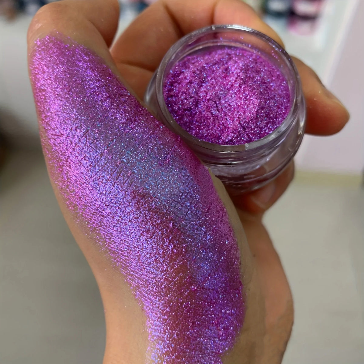 Vibrant  Mini Aurora Chameleon Glitter Powder, Multi-Color Gradient Berry/Purple/Blue/Green Tones Stunning Body Makeup