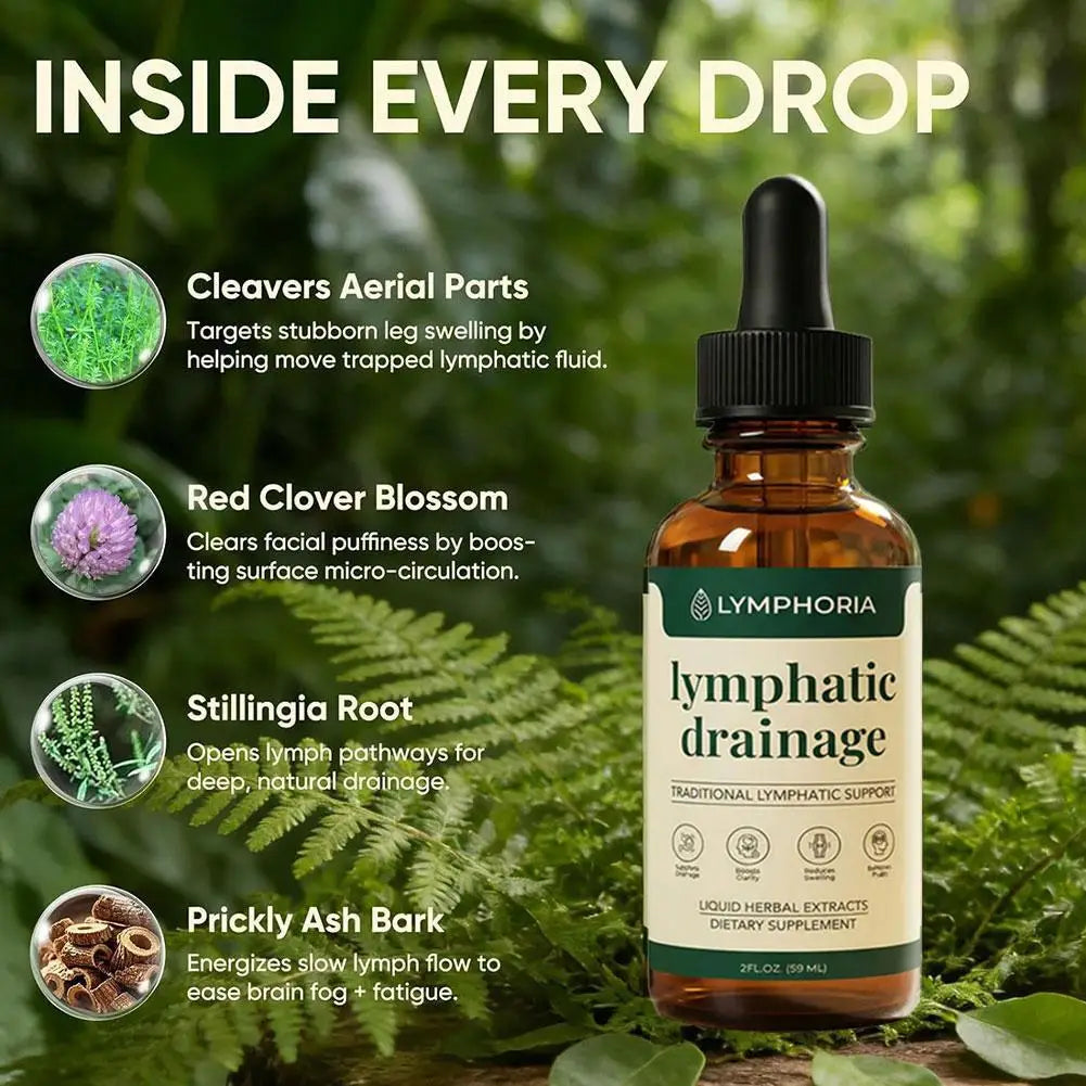 60ml Lymphatic Drainage Drops Natural Herbal Extract Liquid Swelling Discomfort Relief Circulatory Support Daily Body Care