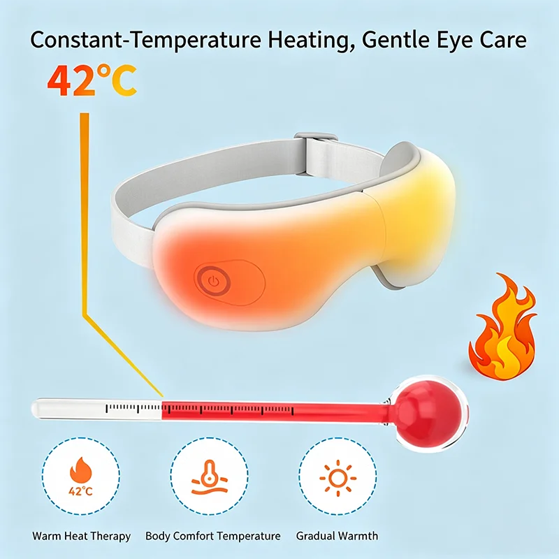 Folding Eye Massager Eye Mask with Bluetooth Music Airbag Compression Eye Care Device Gift for Eye Strain Dry Eye Improve Sleep