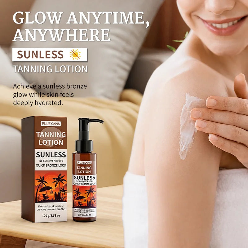 Sunless Tanning Lotion-Tanner Glow 30 Min Fast Natural Color Development Even Skin Tone No Sun Bronzed Look Self-Tanning Lotion