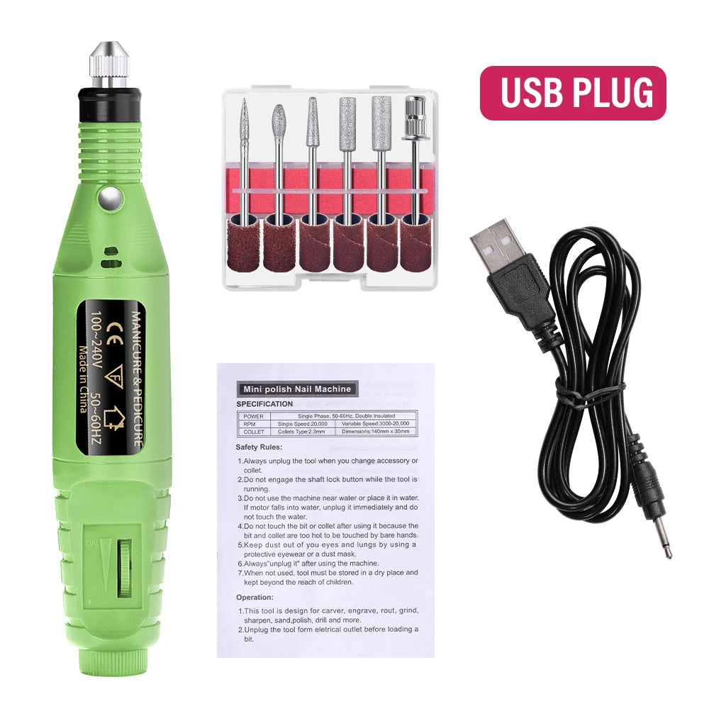 LULAA Electric Nail Drill Machine Set Pedicure Grinding Equipment Mill For Manicure  Professional Strong Nail Polishing Tool