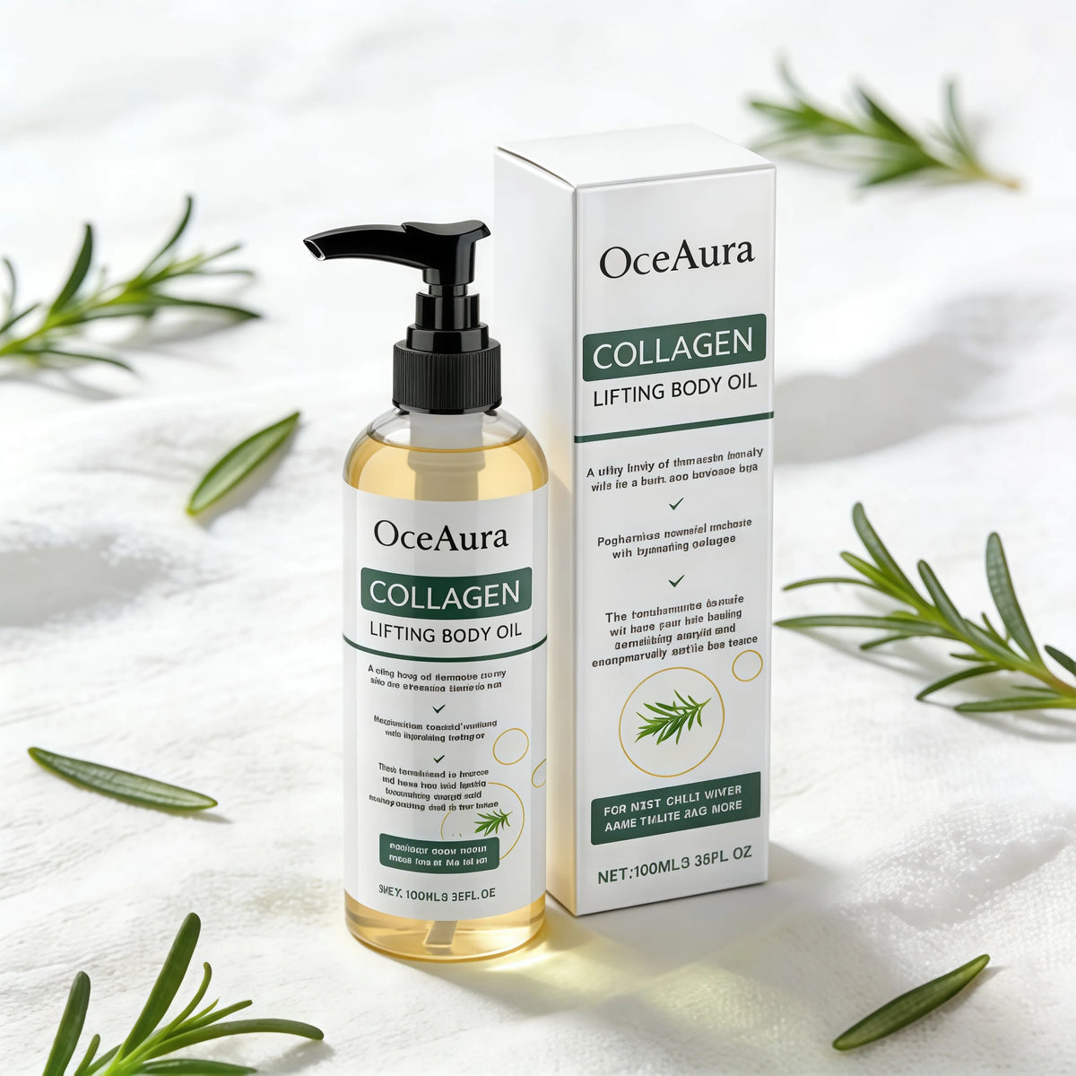 OceAura Collagen Body Oil Enhance Skin Elasticity Wrinkle Remover Cellulite Massage Care Refreshing Rosemary Lift Body Oil 100ml