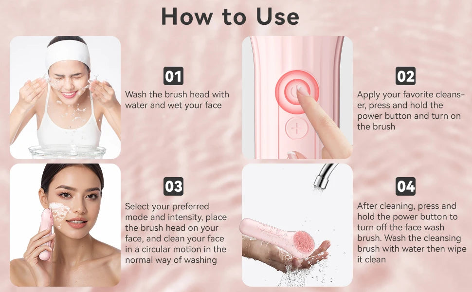 Sonic Waterproof Facial Cleansing Brush Rechargeable Scrubber Exfoliating Vibrating Deep Clean Face Cleaner Skin Care Tool