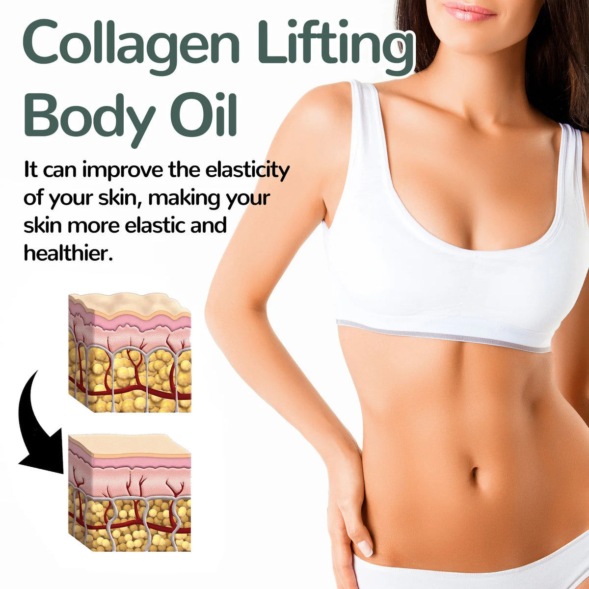 OceAura Collagen Body Oil Enhance Skin Elasticity Wrinkle Remover Cellulite Massage Care Refreshing Rosemary Lift Body Oil 100ml